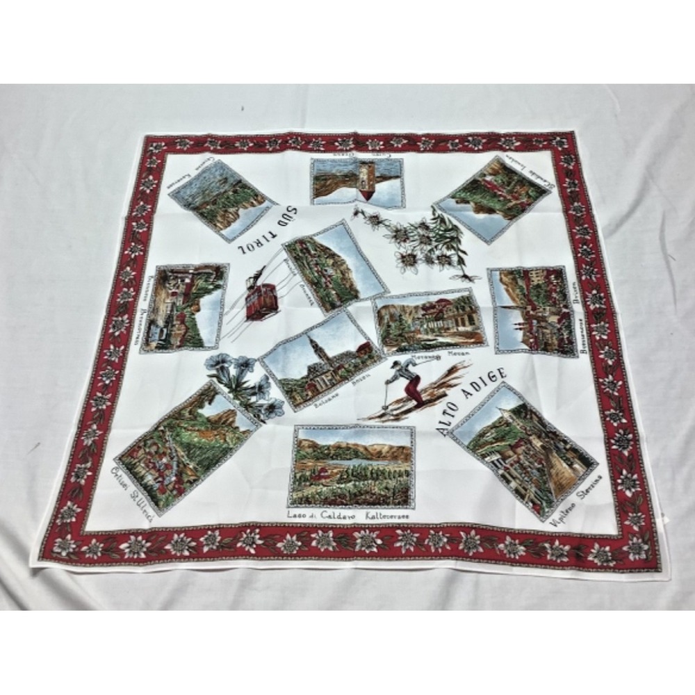 VTG Travel Scarf 26"x26" Italy Skiing Carezza Brennero